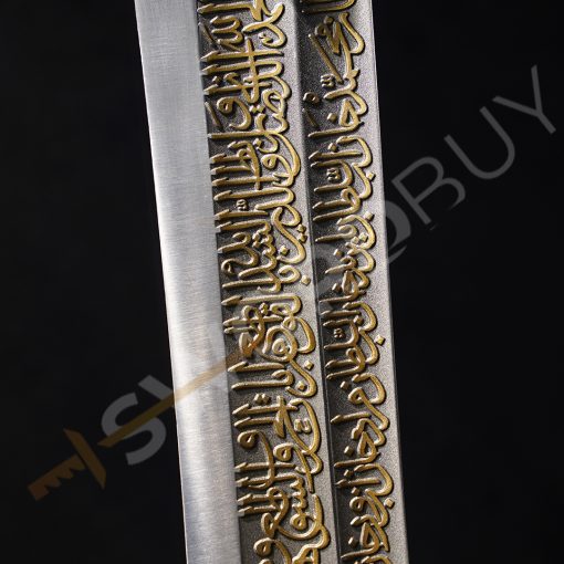 a sword with a white handle